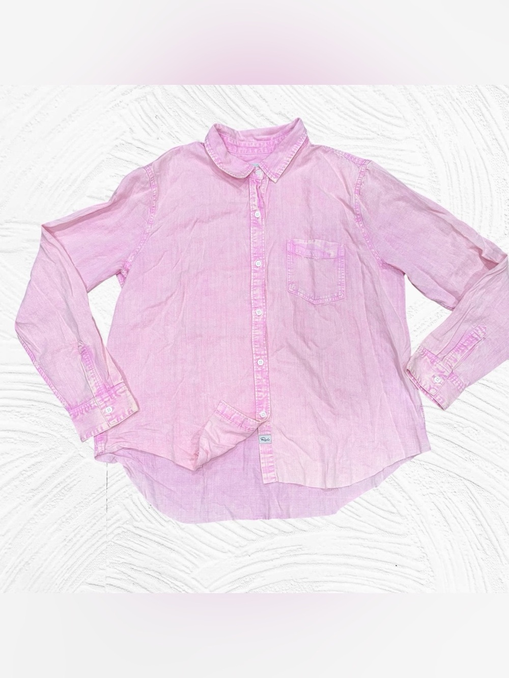 RAILS Ingrid Raw Hem Cotton Candy Pink XL Lyocell Linen shirt Long sleeve